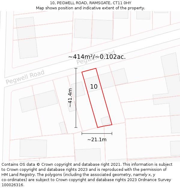 10, PEGWELL ROAD, RAMSGATE, CT11 0HY: Plot and title map