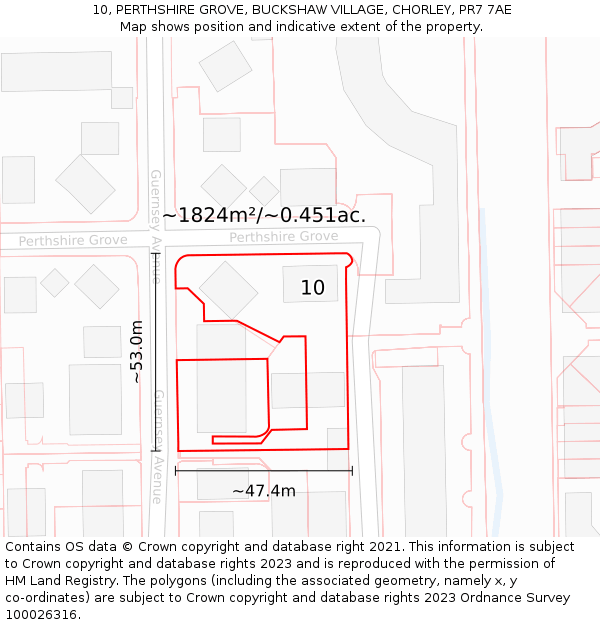 10, PERTHSHIRE GROVE, BUCKSHAW VILLAGE, CHORLEY, PR7 7AE: Plot and title map