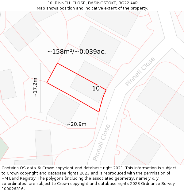 10, PINNELL CLOSE, BASINGSTOKE, RG22 4XP: Plot and title map