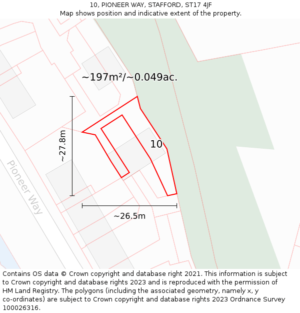 10, PIONEER WAY, STAFFORD, ST17 4JF: Plot and title map