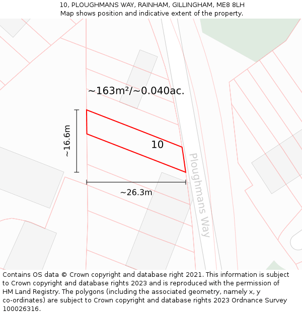 10, PLOUGHMANS WAY, RAINHAM, GILLINGHAM, ME8 8LH: Plot and title map