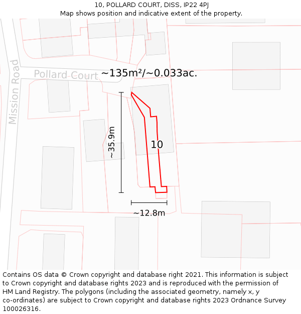 10, POLLARD COURT, DISS, IP22 4PJ: Plot and title map