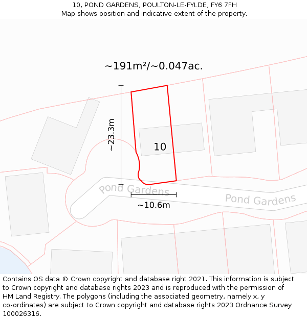 10, POND GARDENS, POULTON-LE-FYLDE, FY6 7FH: Plot and title map