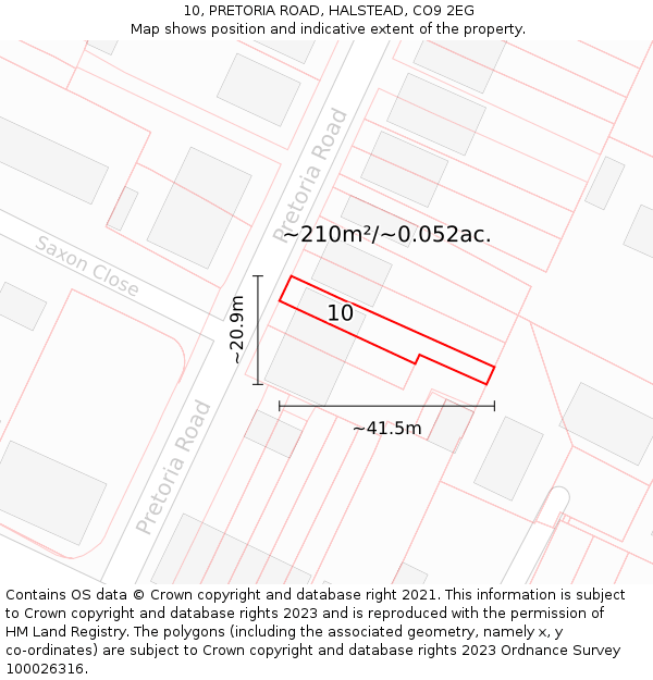 10, PRETORIA ROAD, HALSTEAD, CO9 2EG: Plot and title map