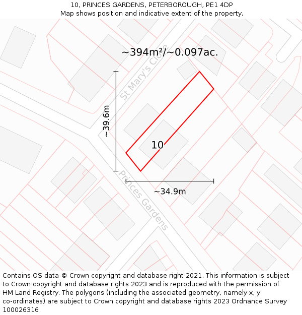 10, PRINCES GARDENS, PETERBOROUGH, PE1 4DP: Plot and title map