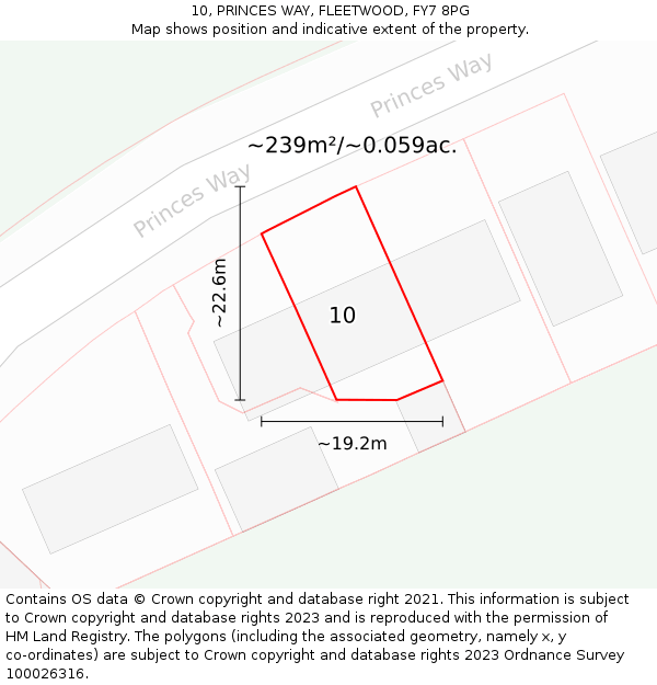 10, PRINCES WAY, FLEETWOOD, FY7 8PG: Plot and title map