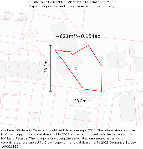 10, PROSPECT GARDENS, MINSTER, RAMSGATE, CT12 4EH: Plot and title map