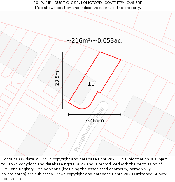 10, PUMPHOUSE CLOSE, LONGFORD, COVENTRY, CV6 6RE: Plot and title map