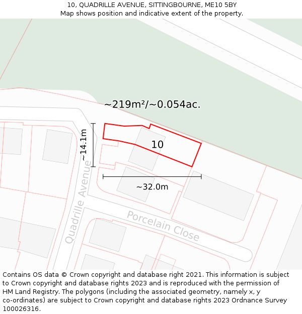 10, QUADRILLE AVENUE, SITTINGBOURNE, ME10 5BY: Plot and title map