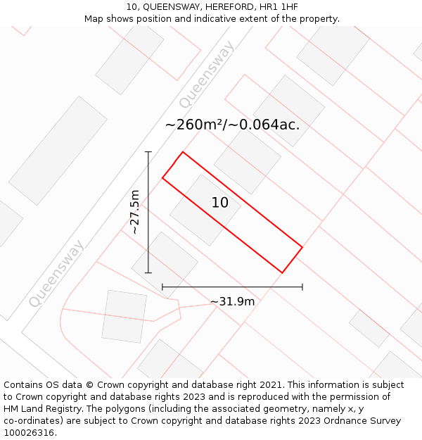 10, QUEENSWAY, HEREFORD, HR1 1HF: Plot and title map