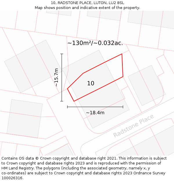 10, RADSTONE PLACE, LUTON, LU2 8SL: Plot and title map