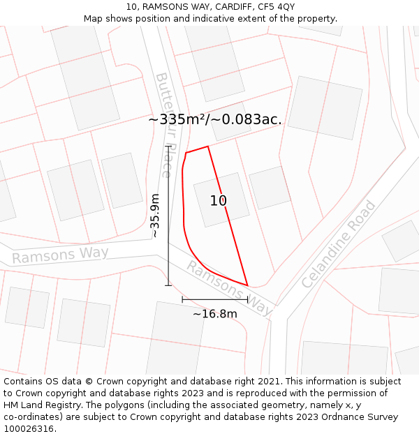 10, RAMSONS WAY, CARDIFF, CF5 4QY: Plot and title map