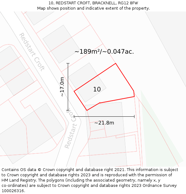 10, REDSTART CROFT, BRACKNELL, RG12 8FW: Plot and title map