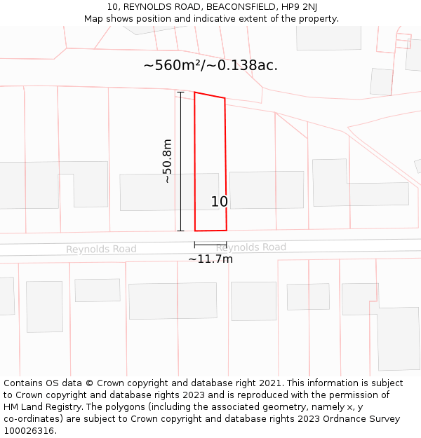 10, REYNOLDS ROAD, BEACONSFIELD, HP9 2NJ: Plot and title map