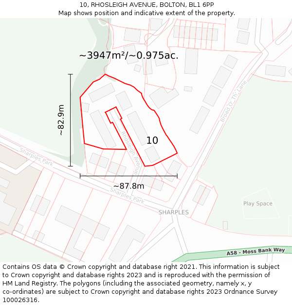 10, RHOSLEIGH AVENUE, BOLTON, BL1 6PP: Plot and title map