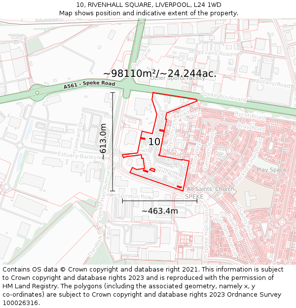 10, RIVENHALL SQUARE, LIVERPOOL, L24 1WD: Plot and title map