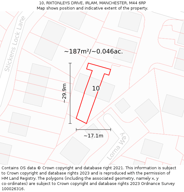 10, RIXTONLEYS DRIVE, IRLAM, MANCHESTER, M44 6RP: Plot and title map