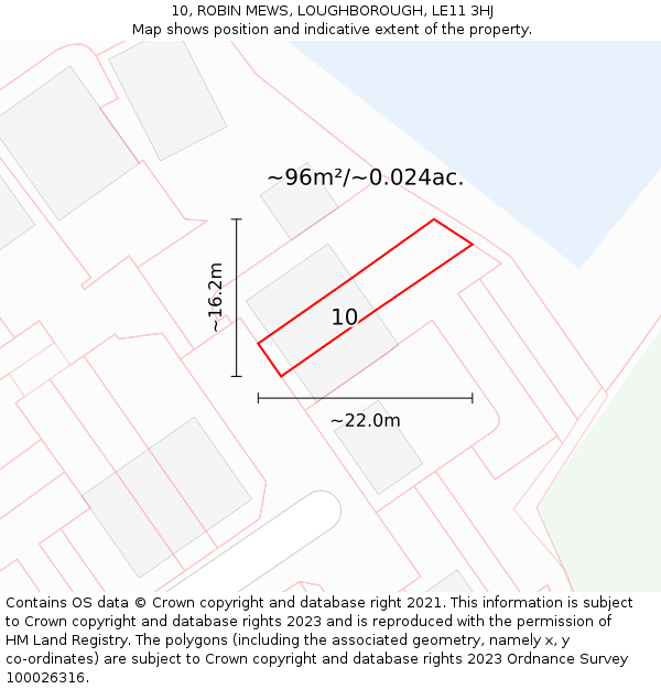 10, ROBIN MEWS, LOUGHBOROUGH, LE11 3HJ: Plot and title map