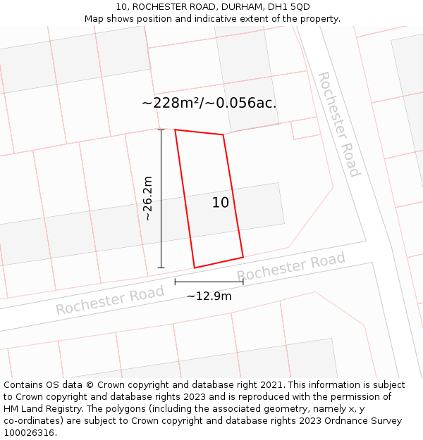 10, ROCHESTER ROAD, DURHAM, DH1 5QD: Plot and title map