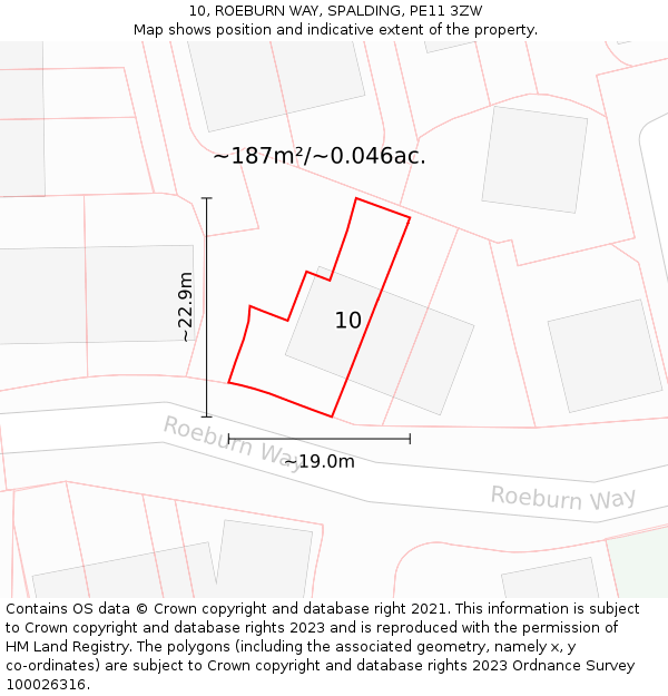 10, ROEBURN WAY, SPALDING, PE11 3ZW: Plot and title map