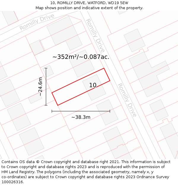 10, ROMILLY DRIVE, WATFORD, WD19 5EW: Plot and title map