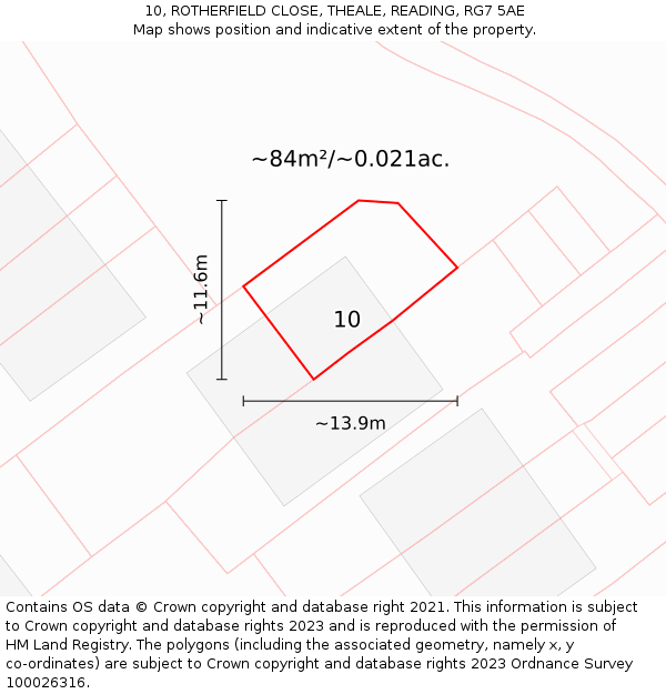 10, ROTHERFIELD CLOSE, THEALE, READING, RG7 5AE: Plot and title map