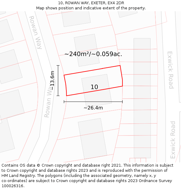 10, ROWAN WAY, EXETER, EX4 2DR: Plot and title map