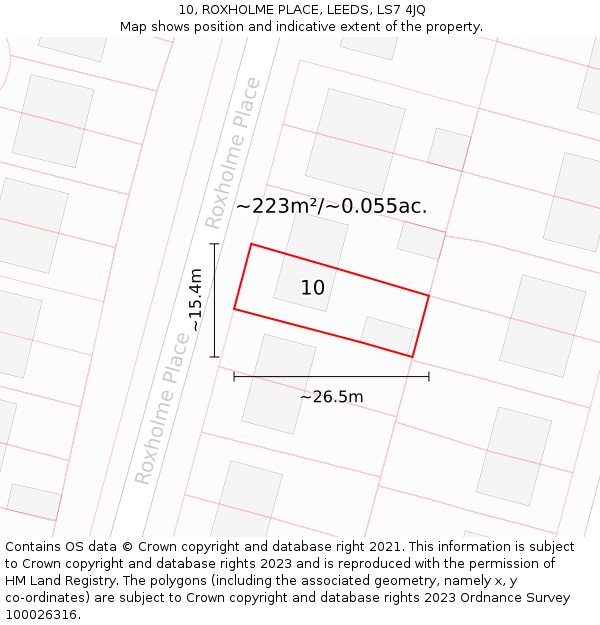 10, ROXHOLME PLACE, LEEDS, LS7 4JQ: Plot and title map