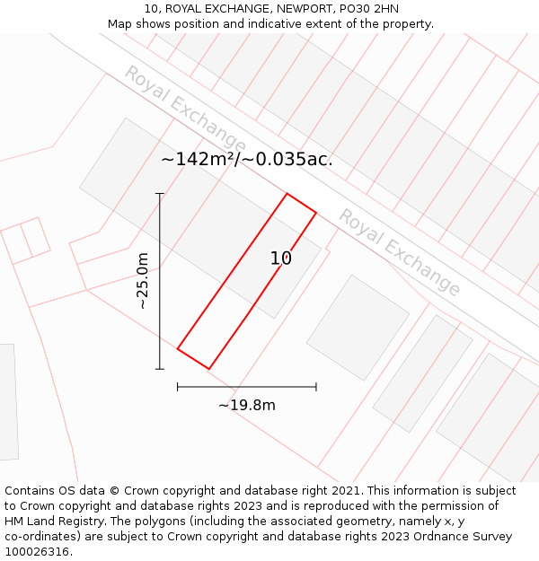 10, ROYAL EXCHANGE, NEWPORT, PO30 2HN: Plot and title map