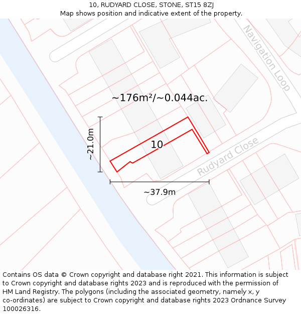 10, RUDYARD CLOSE, STONE, ST15 8ZJ: Plot and title map