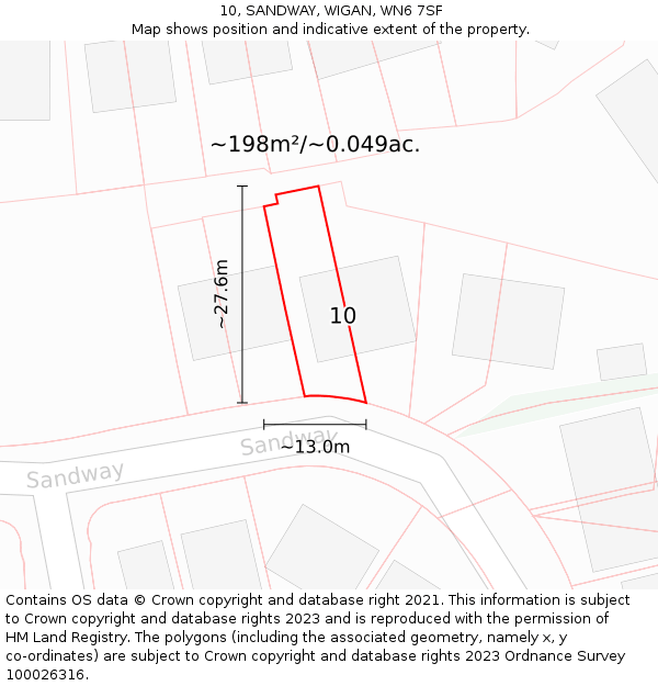 10, SANDWAY, WIGAN, WN6 7SF: Plot and title map