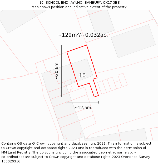 10, SCHOOL END, AYNHO, BANBURY, OX17 3BS: Plot and title map