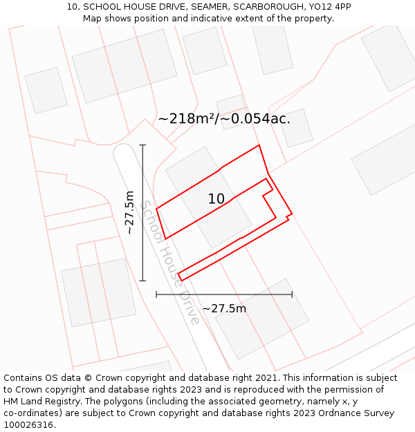 10, SCHOOL HOUSE DRIVE, SEAMER, SCARBOROUGH, YO12 4PP: Plot and title map