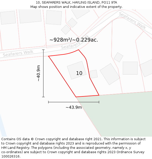 10, SEAFARERS WALK, HAYLING ISLAND, PO11 9TA: Plot and title map