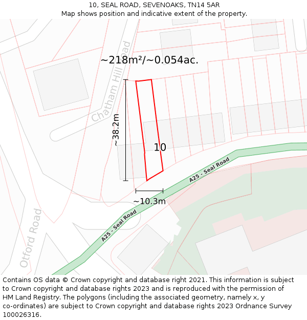 10, SEAL ROAD, SEVENOAKS, TN14 5AR: Plot and title map