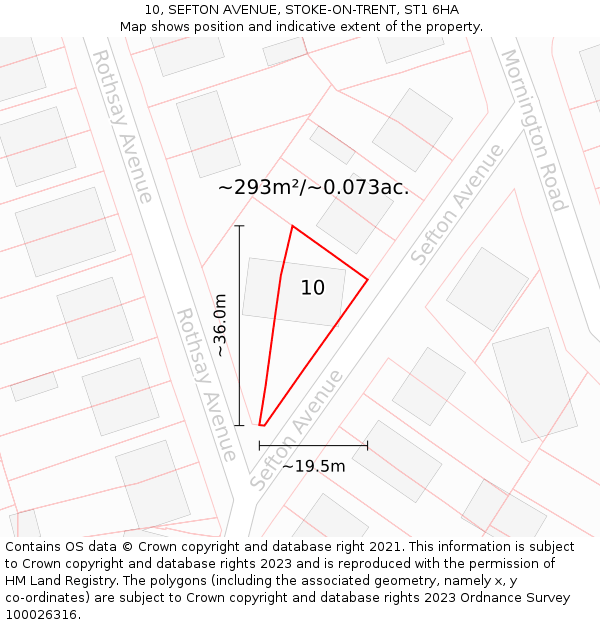 10, SEFTON AVENUE, STOKE-ON-TRENT, ST1 6HA: Plot and title map