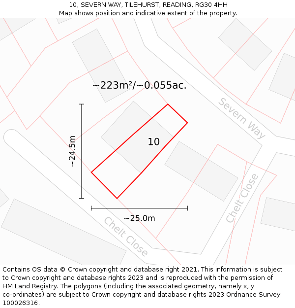 10, SEVERN WAY, TILEHURST, READING, RG30 4HH: Plot and title map