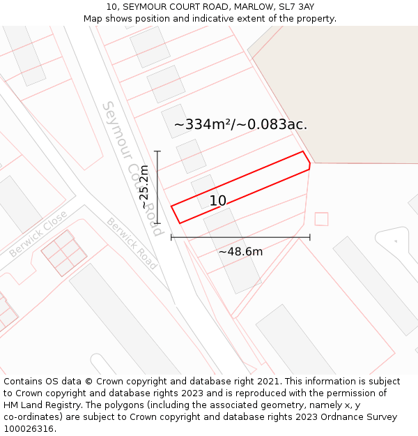 10, SEYMOUR COURT ROAD, MARLOW, SL7 3AY: Plot and title map