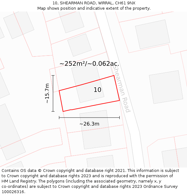 10, SHEARMAN ROAD, WIRRAL, CH61 9NX: Plot and title map