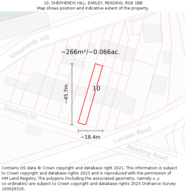 10, SHEPHERDS HILL, EARLEY, READING, RG6 1BB: Plot and title map