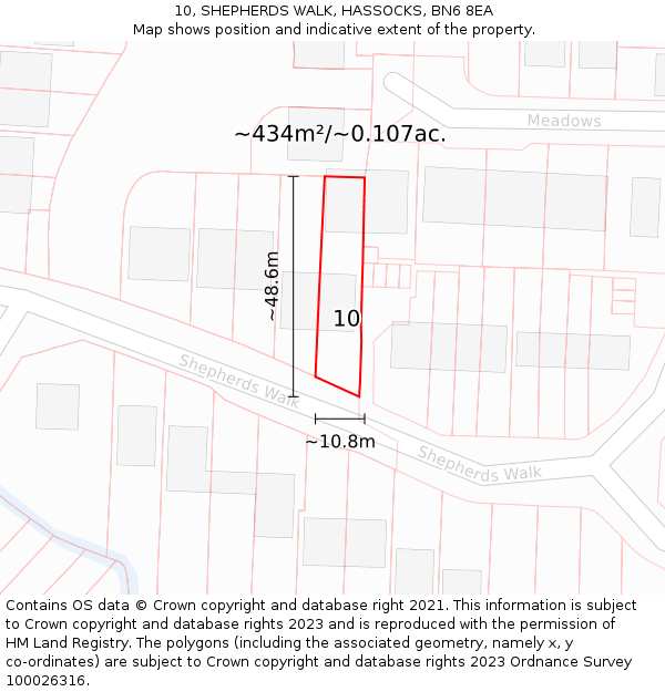 10, SHEPHERDS WALK, HASSOCKS, BN6 8EA: Plot and title map