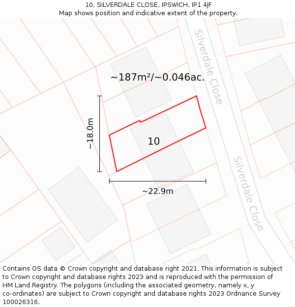 10, SILVERDALE CLOSE, IPSWICH, IP1 4JF: Plot and title map