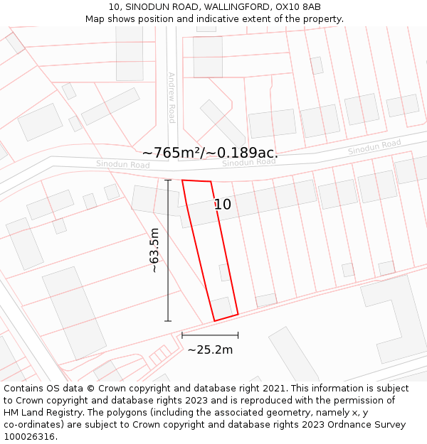 10, SINODUN ROAD, WALLINGFORD, OX10 8AB: Plot and title map