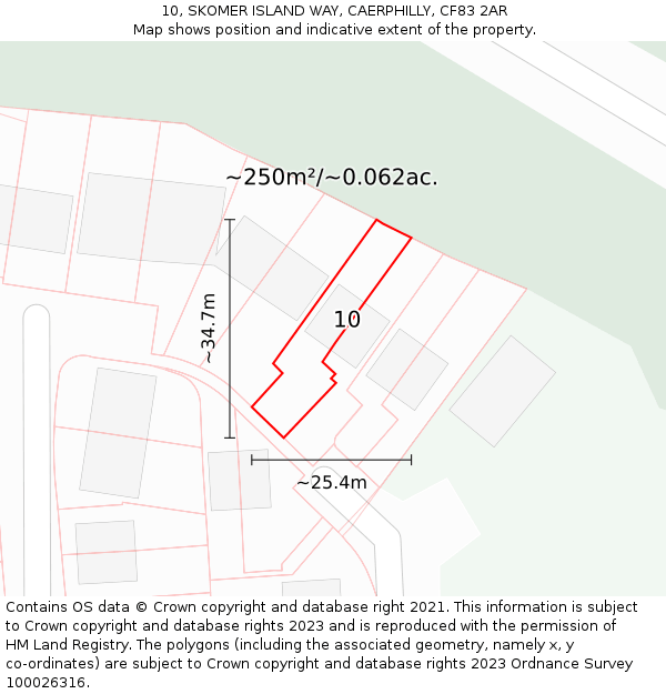 10, SKOMER ISLAND WAY, CAERPHILLY, CF83 2AR: Plot and title map