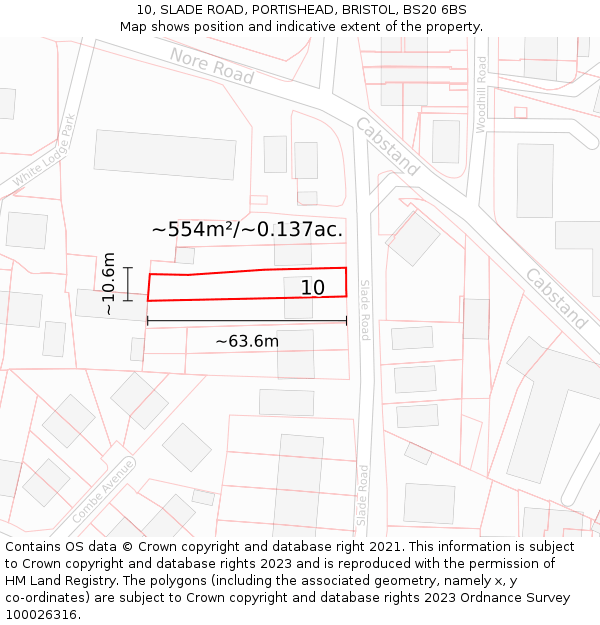 10, SLADE ROAD, PORTISHEAD, BRISTOL, BS20 6BS: Plot and title map