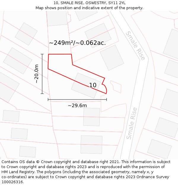 10, SMALE RISE, OSWESTRY, SY11 2YL: Plot and title map