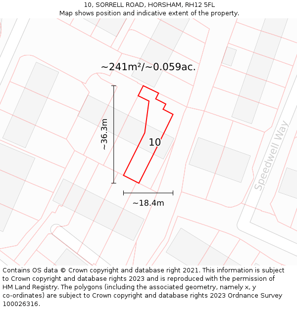 10, SORRELL ROAD, HORSHAM, RH12 5FL: Plot and title map