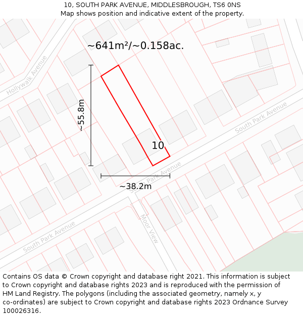 10, SOUTH PARK AVENUE, MIDDLESBROUGH, TS6 0NS: Plot and title map