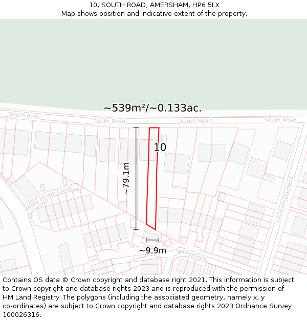 10, SOUTH ROAD, AMERSHAM, HP6 5LX: Plot and title map