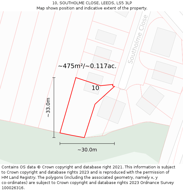 10, SOUTHOLME CLOSE, LEEDS, LS5 3LP: Plot and title map